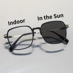 Square Light-sensitive Color-changing Blue Light Filtering Glasses For Mobile Phones And Computers - PC Frame And Lens - No Pres