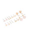 Goldair Gold Pearl & Floral Stud Earrings 8-PACK