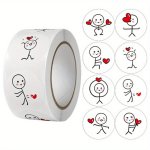 500PCS ROLL Hand Heart Round Diy Creative Doodle Label Stickers Cartoon Hand Painted Funny Stickers For Scrapbook Journal Envelo