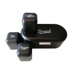 Diamond Bread Bin With 3-PIECE Canister Set Black CH855