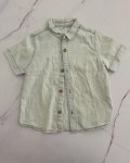 Zara Light Green Tonal Dinosaur Collared Shirt 18 24M