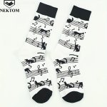 Music Symbol And Black Cat Pattern Socks CS9