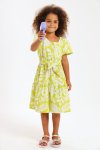 Girls Floral Printed Belted Short Sleeve Dress 2 To 7 Years