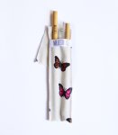 Set Of 2 Bamboo Straws Plus Case And Cleaner - Butterfly Pattern