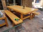12 Seater Solid Table Set In Natural Oak Varnish