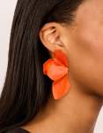 Orange Coated Metal Flower Petal Drop Earrings