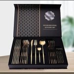 24 Piece Cutlery Set Gold Stainless Steel Cutlery Set Stainless Steel Cutlery Set Pack Of 24
