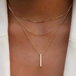 Simple Three-dimensional Rectangular Strip Pendant Rope Chain Necklace Set