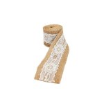 Hessian Ribbon With White Lace 2M