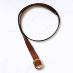 Genuine Leather Double Buckle Leather Belt - Tan 110