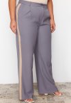 Plus High Waist Wide Leg Trousers - Grey