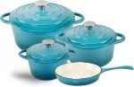Choice 7-PIECE Cast Iron Cookware Set Enamel Coated Dutch Ovens And Skillet With Lids Nonstick Oven Safe All Stove Compatible Fo