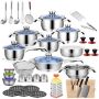 Quality Stainless Steel 7 Layer Capsuled Bottom Cookware Set - 50 Piece.