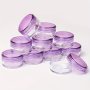 10-Pack Clear Plastic Cosmetic Jars With Purple Lids Travel Containers For Creams Lotions Beads Eyeshadow Rhinestones Samples