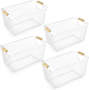 4 Pcs Metal Wire Basket With Wooden Handles