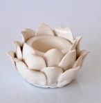 White Ceramic Flower Candle Holder – 6X11CM