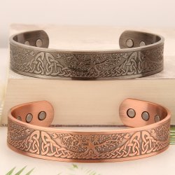 Copper Magnetic Bracelet For Men Cuff Bangle With Effective Neodymium Magnets Life Of Tree Design Red Copper Bracelet Jewelry Fo