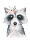 Floral Raccoon Canvas Print - 600MM X 600MM