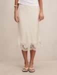 Liana Lace Satin Midi Skirt - 16 Cream