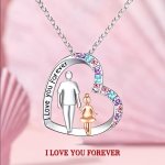 Creative Trendy Elegant Cute Heart Daughter And Father Pendant Necklace Decorative Accessories Holiday Gift For Girls