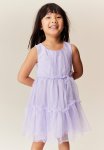 Frill-trimmed Tulle Dress - Purple