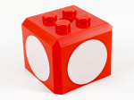 Parts Brick Modified Cube 4 Studs On Top With White Circle Pattern On All Sides 66855PB01
