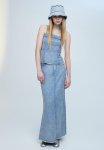 Frayed-edge Flared Skirt - Light Blue