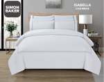 Simon Baker T200 Cotton Percale Embroidered Duvet Cover Set - Isabella Cashmere Various Sizes - Cashmere King 230CM X 220CM +2