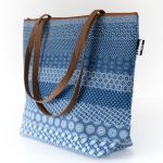 Shwe Square Tote Bag - Blue Pattern Stripe