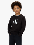 Calvin Klein Unisex Ck Monogram Terry Sweatshirt In Black - Black 16
