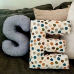 Delicious Monsters Initial Cushion Pebbles