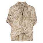 Floral Leaf Print Shirt - Taupe Free