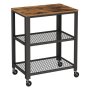 Serving Bar Cart On Wheels With Storage And Steel Frame