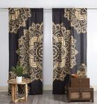 Popular Handicrafts Indian Hippie Bohemian Beautiful Passion Ombre Black Color Mandala Curtain Panels Gold