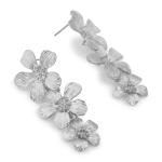 Silver Triple Petal Earrings
