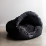 Burrow Dome Bed - Large / Black Canvas With Charcoal Grey Calming Fabric