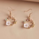 Bee Flower Drop Dangle Earrings Animal Circle Earrings For Women Jewelry Gift