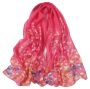 Ladies' Satin Silky Scarf Fantasy With Floral Pattern - Pink/blue Flowers