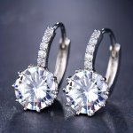 Round Zirconia Ear Buckle Earrings Golden Plated Ear Stud Jewelry Accessories