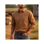 Elite Stretch Rugged Ls Shirt Tan