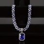 Fashion Men's Pendant Necklace With Blue Zirconia And Cuban Chain