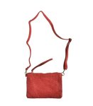 Genuine Leather Basket Weave Bag - Red Free