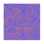 Orange Contour Lines Art Print