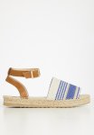 Madison Clarrissa Ankle Tie Espadrille Sandal - Blue & Beige Stripe
