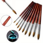 Premium Acrylic Nail Brush Set - Sizes 2-24 Kolinsky & Imitation Mink Bristles With Wooden Handle For Gel Building & Manicure Ar