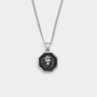 Stainless Steel Mens Lion Hexagon Disc Pendant