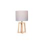 - Alenjandro Light Oak Base - Grey Fabric Shade