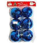 Merry Christmas Blue Disco Ball Ornaments 6PACK