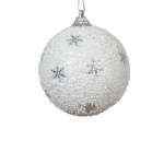 Foam Bauble With Snowflakes 8CM - Silver