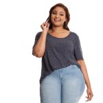 Donnay Plus Size Basic Slouchy Tee With Pocket - Navy